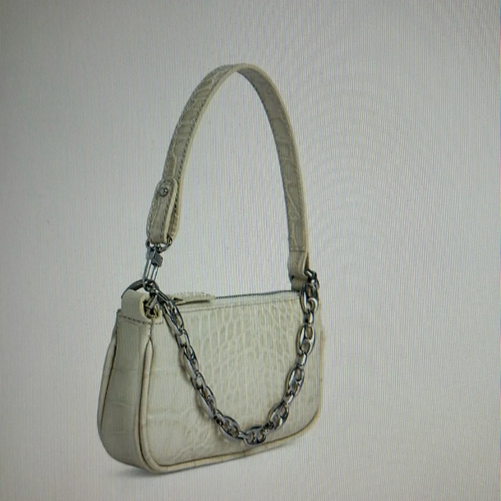 NWT Mini By Far Rachel Cream Croco Embossed Leather - Picture 2 of 3